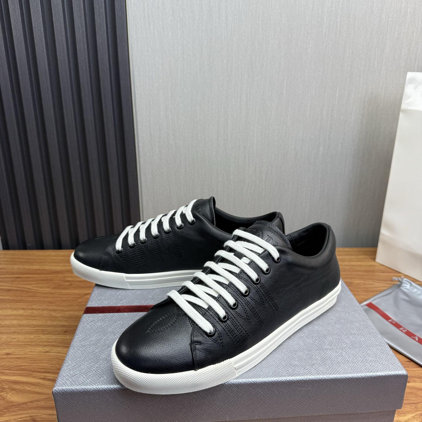 Prada Aged-Effect Lace-Up Low-Top Sneakers - FashionPlug