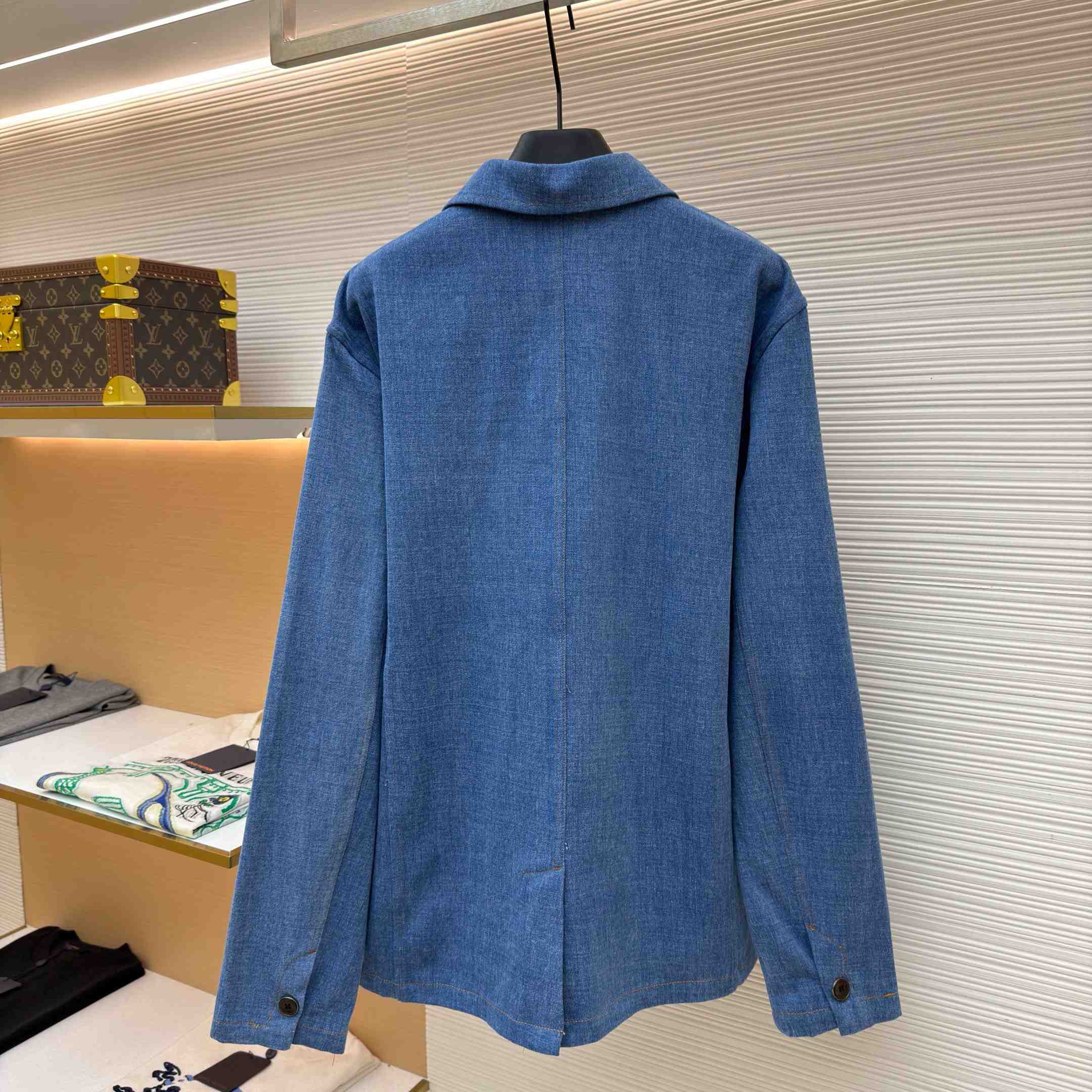 Louis Vuitton Silk-Blend Denim Workwear Jacket - FashionPlug