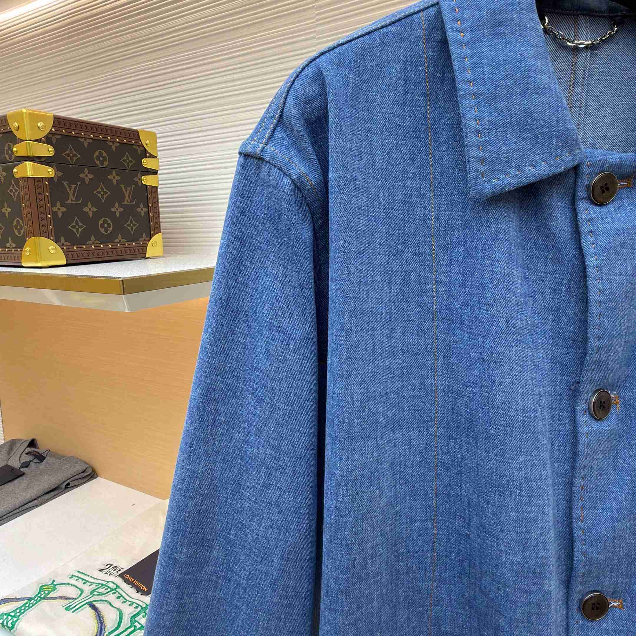 Louis Vuitton Silk-Blend Denim Workwear Jacket - FashionPlug