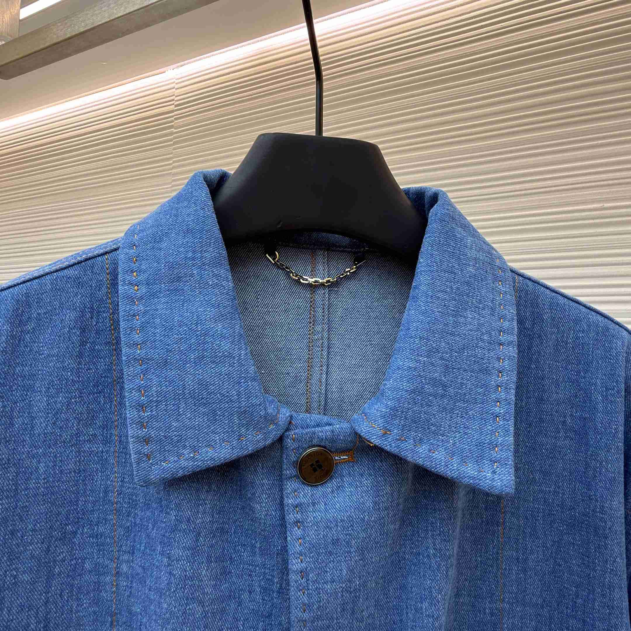 Louis Vuitton Silk-Blend Denim Workwear Jacket - FashionPlug