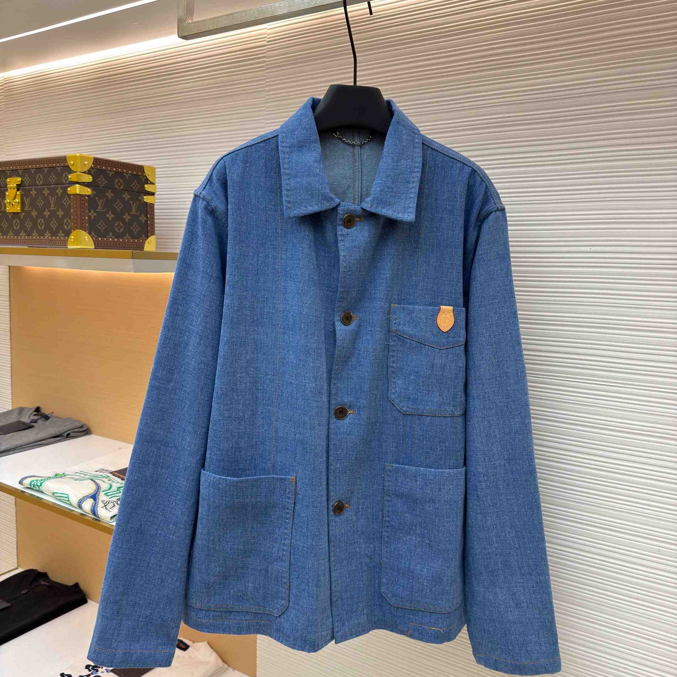 Louis Vuitton Silk-Blend Denim Workwear Jacket - FashionPlug