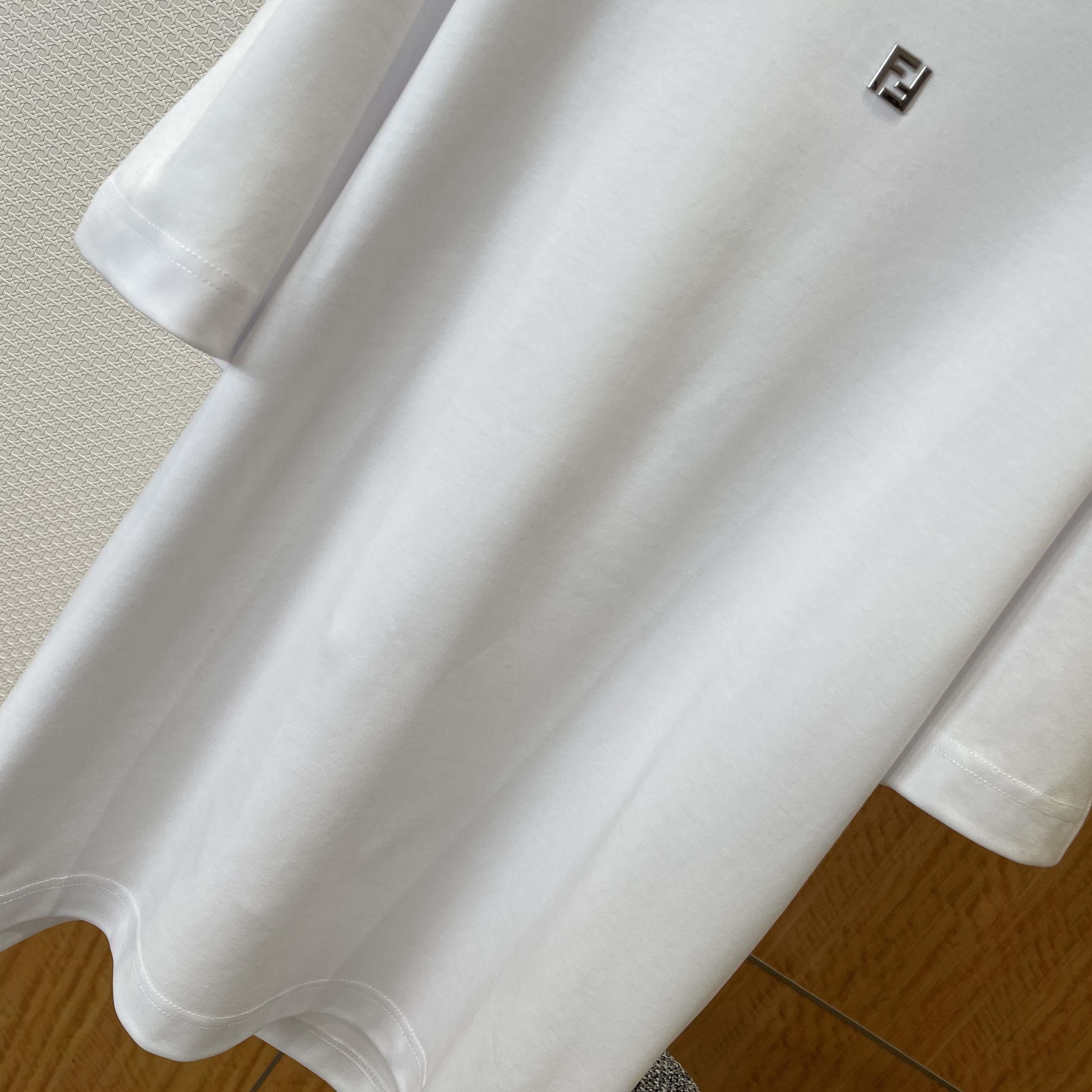 Fendi White Cotton T-shirt - FashionPlug