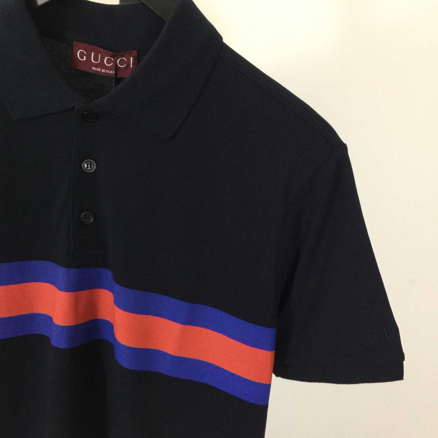 Gucci Cotton Piquet Polo Shirt With Web  - FashionPlug