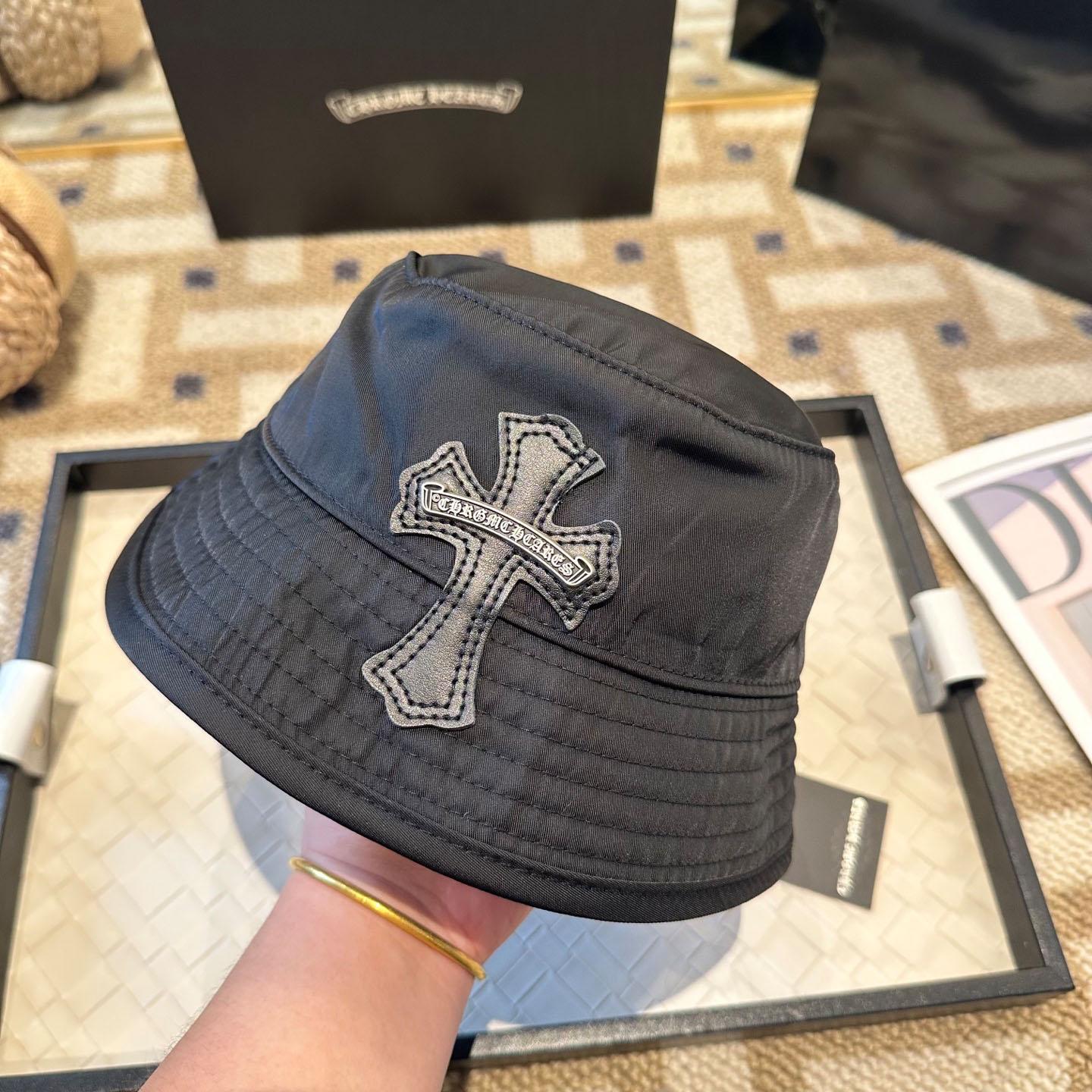 Chrome Heart Cross Patch Chum Bucket Hat In Black - FashionPlug