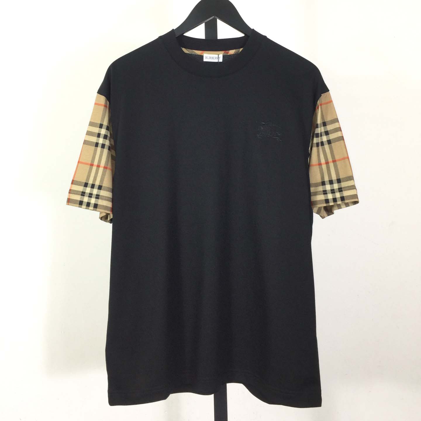 Burberry Vintage Check Sleeve Oversized T-Shirt 'Black' - FashionPlug