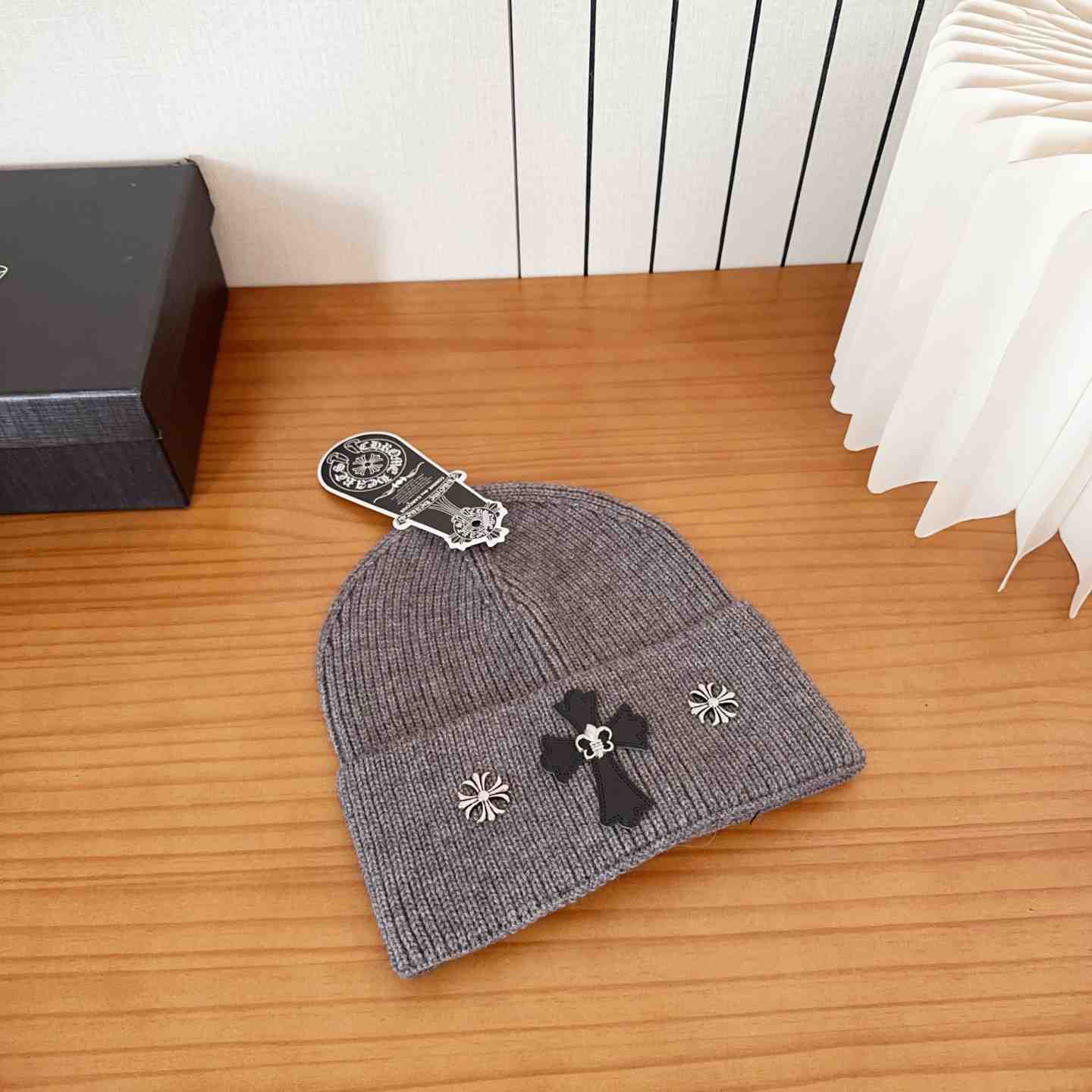 Chrome Heart Beanie Grey - FashionPlug