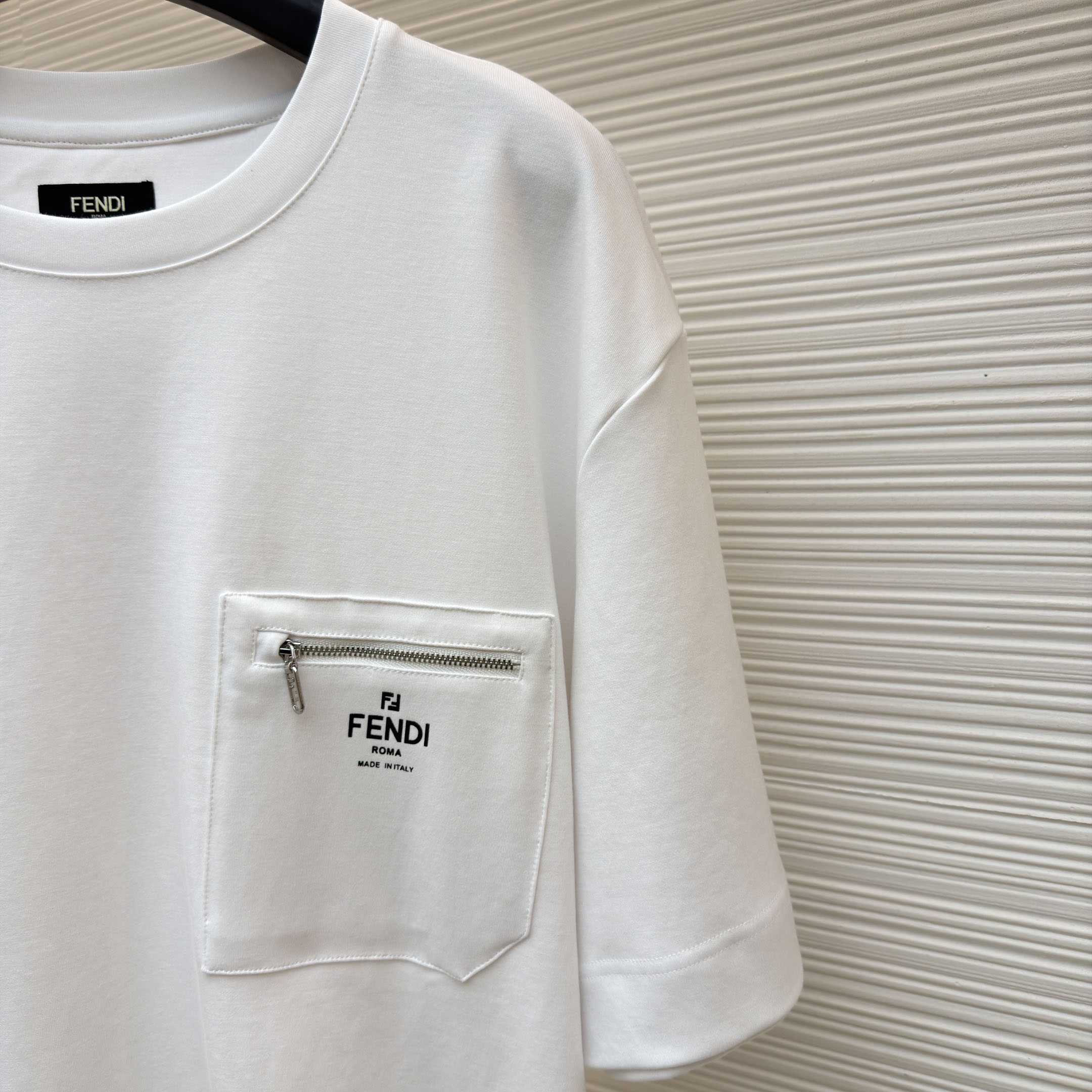 Fendi White Cotton T-shirt - FashionPlug