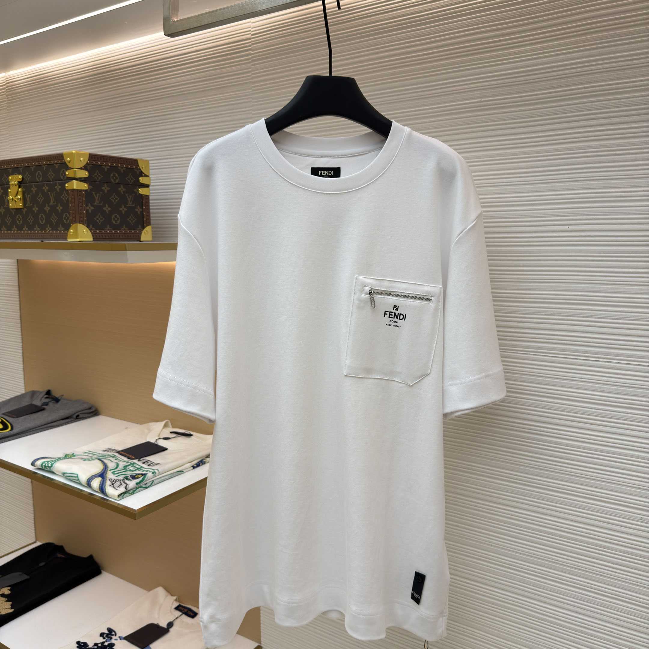 Fendi White Cotton T-shirt - FashionPlug