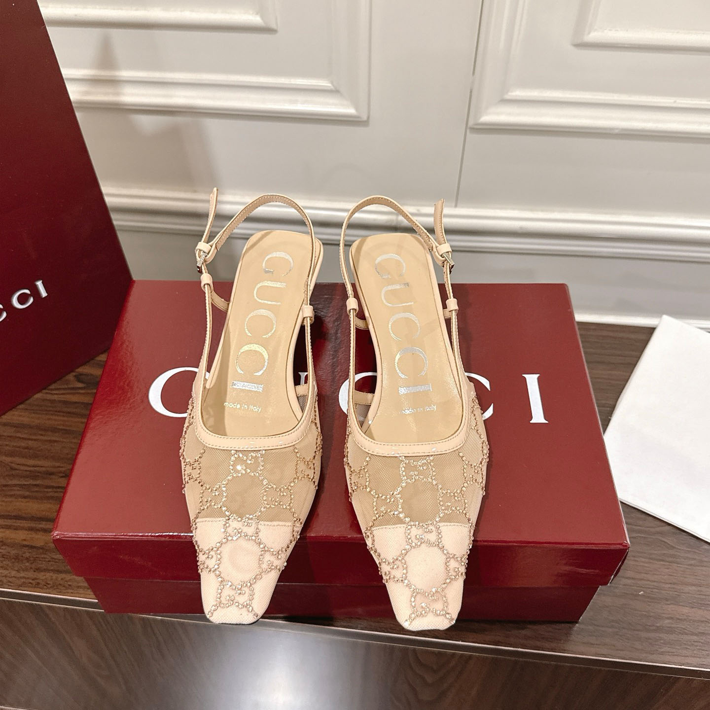 Gucci Women's GG Crystal Slingback Pump - FashionPlug