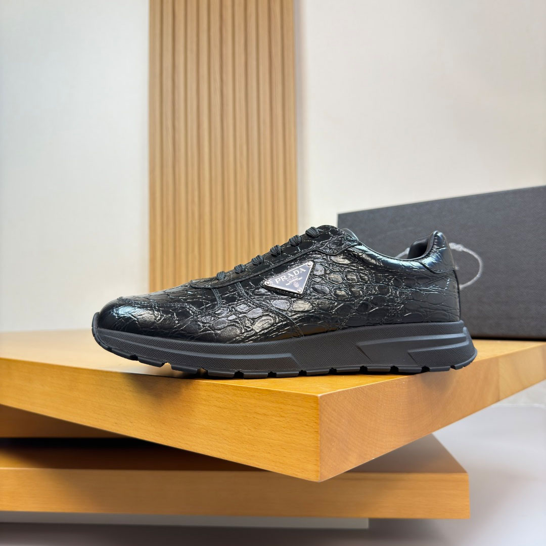 Prada Prax 01 Crocodile Leather Sneakers - FashionPlug