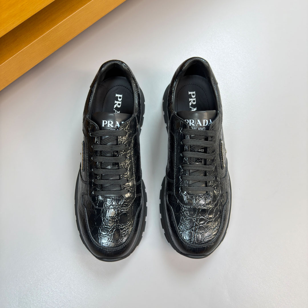 Prada Prax 01 Crocodile Leather Sneakers - FashionPlug