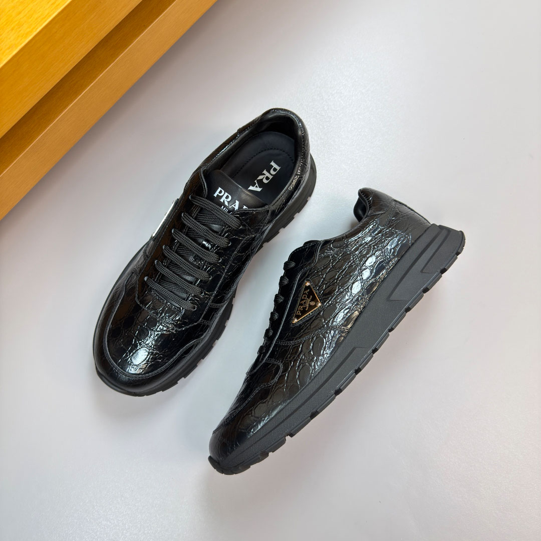Prada Prax 01 Crocodile Leather Sneakers - FashionPlug