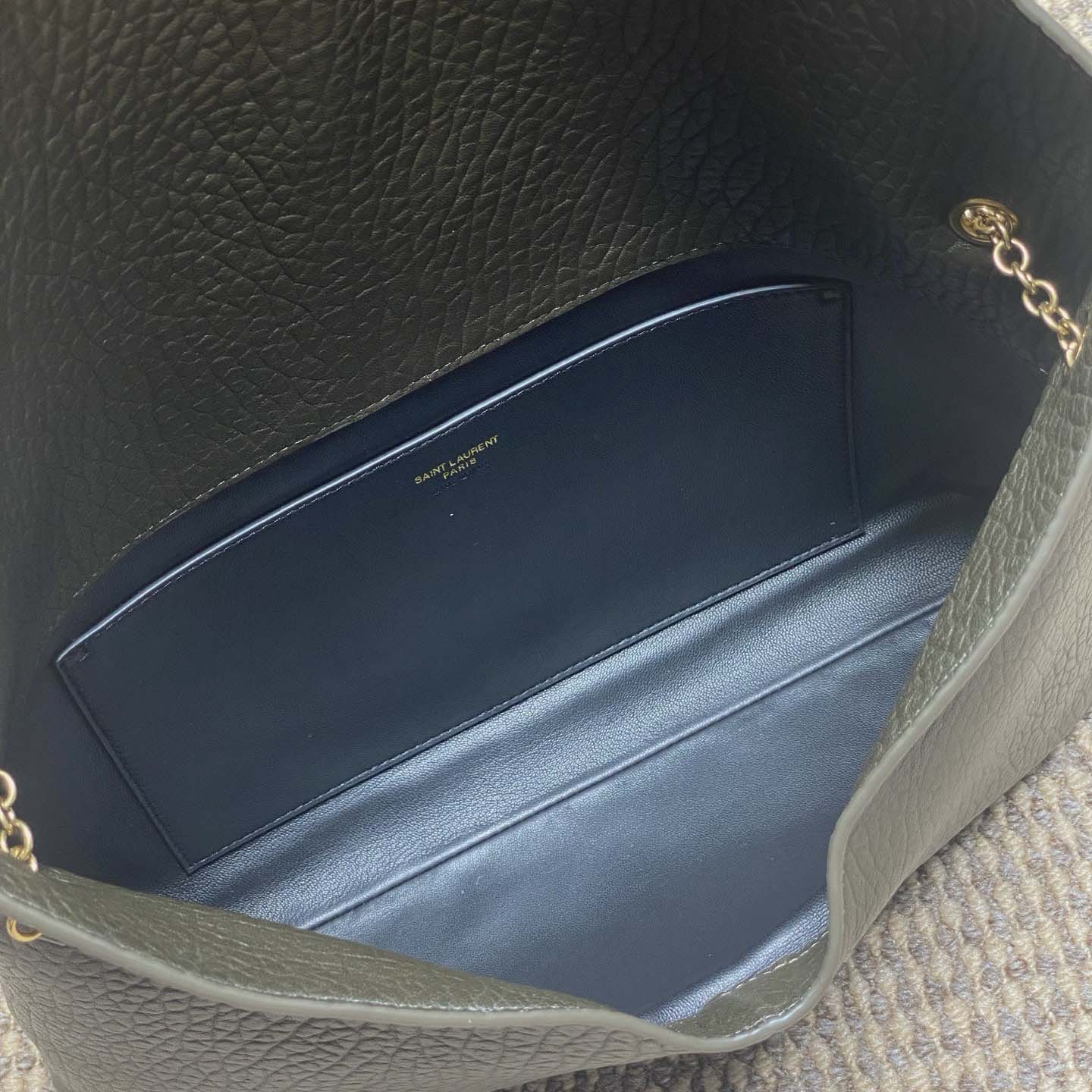 Saint Laurent Cassandre Large Pouch On Chain In Lambskin - FashionPlug