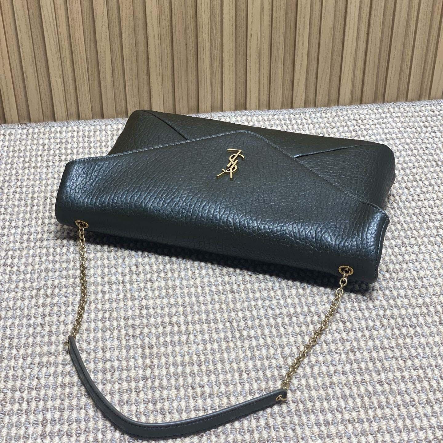 Saint Laurent Cassandre Large Pouch On Chain In Lambskin - FashionPlug