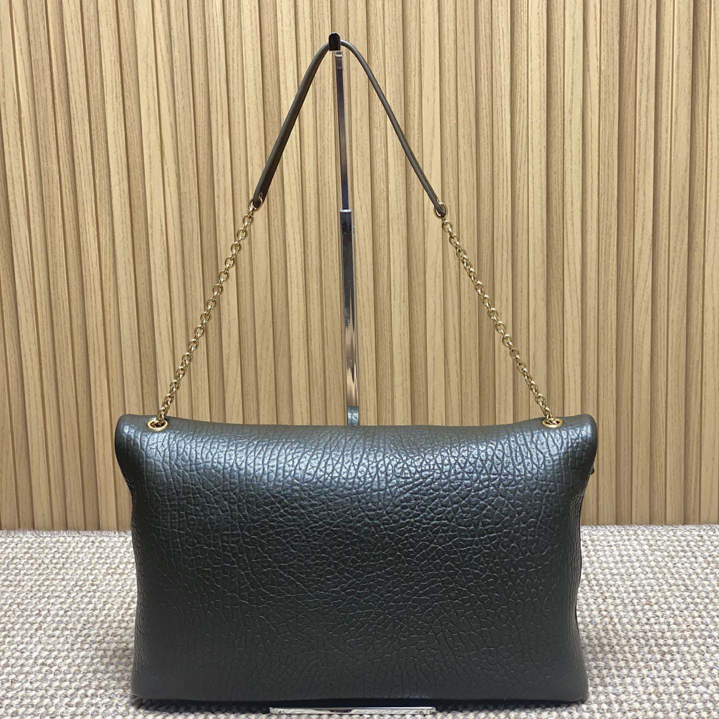 Saint Laurent Cassandre Large Pouch On Chain In Lambskin - FashionPlug