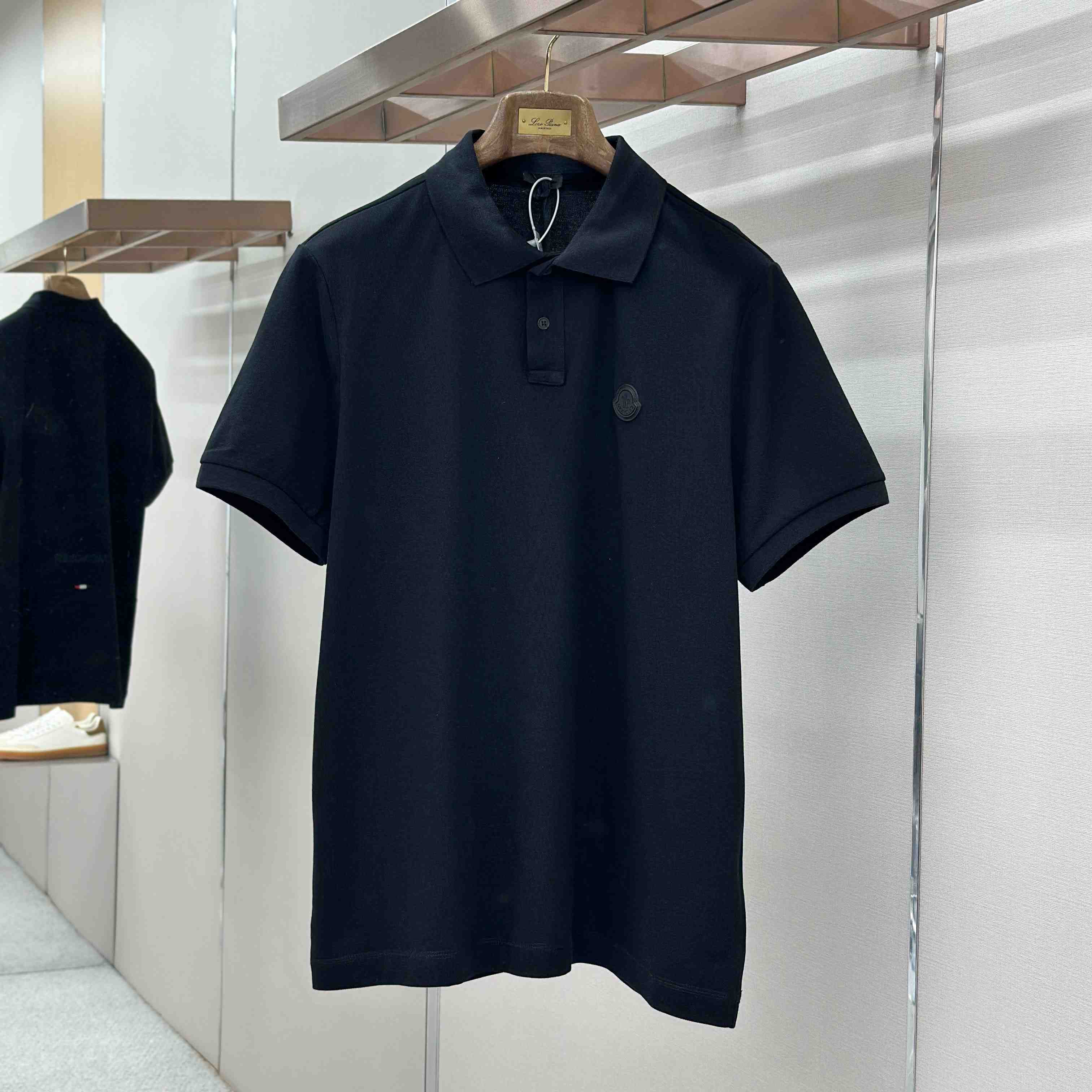 Moncler Logo Patch Cotton Piquet Polo Shirt - FashionPlug