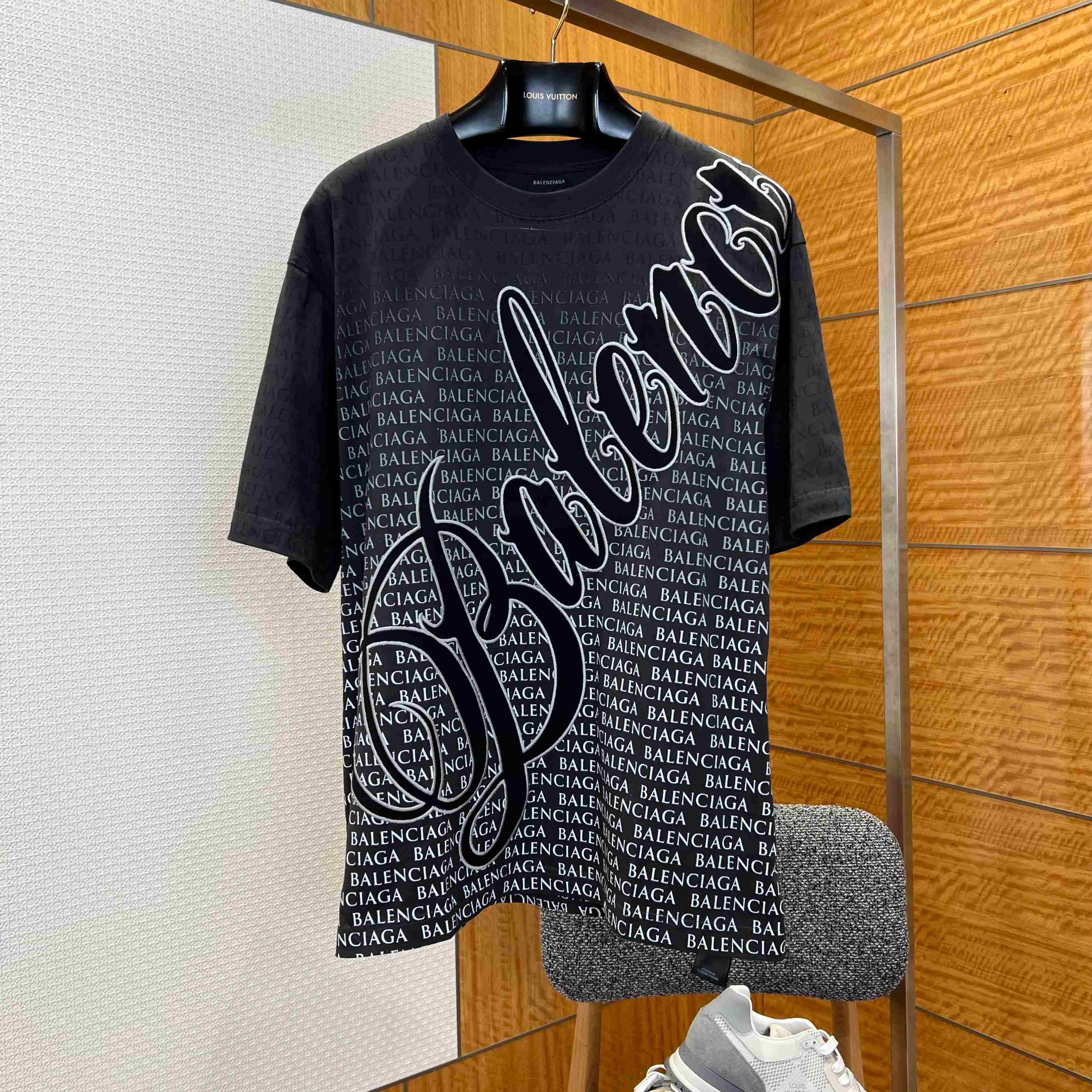 Balenciaga Big B Medium Fit T-shirt in Black/White - FashionPlug
