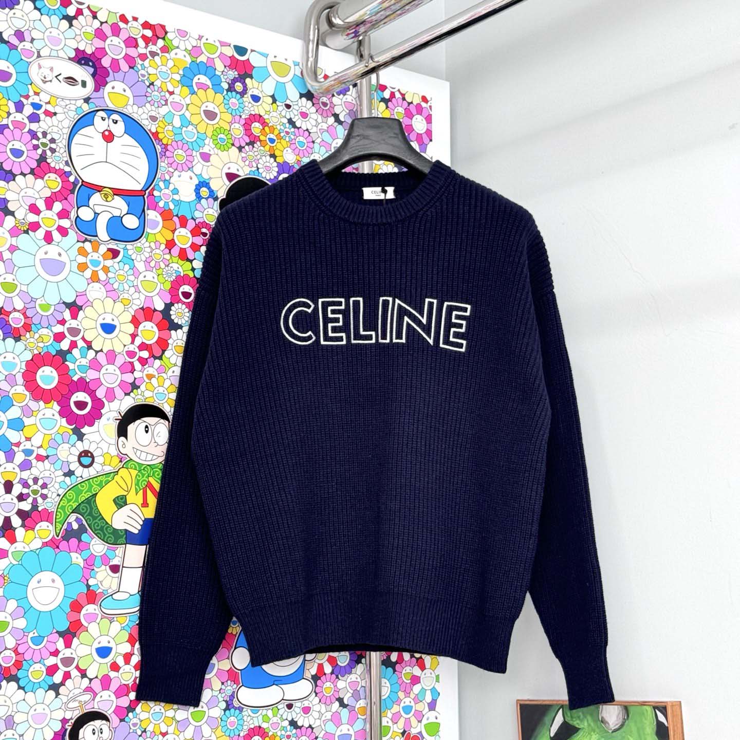 Celine Oversized Crew Neck Sweater In Wool - FashionPlug