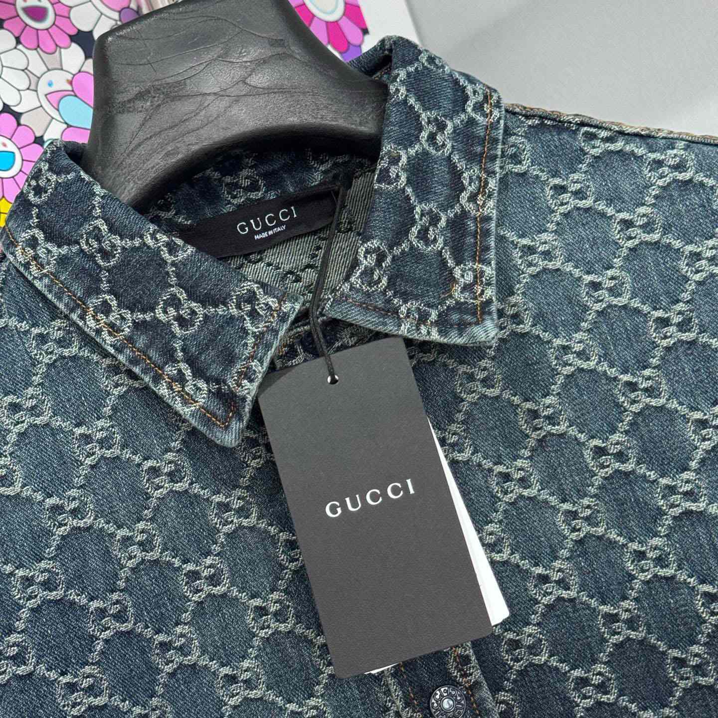 Gucci GG Cotton Denim Jacquard Shirt - FashionPlug