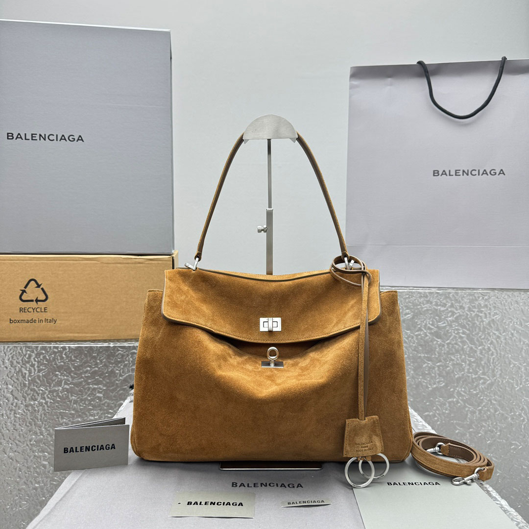 Balenciaga  Rodeo Handbag Medium In Camel - FashionPlug