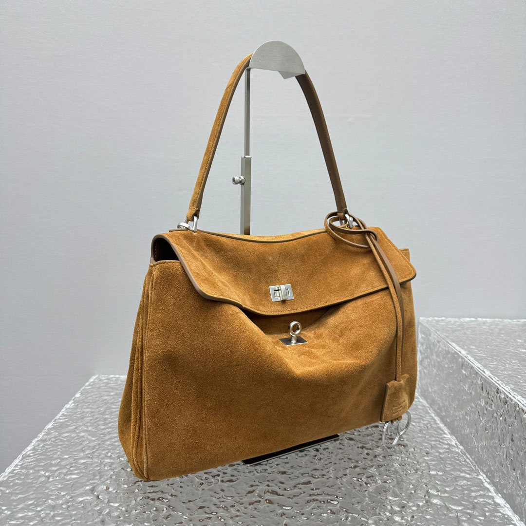 Balenciaga  Rodeo Handbag Medium In Camel - FashionPlug