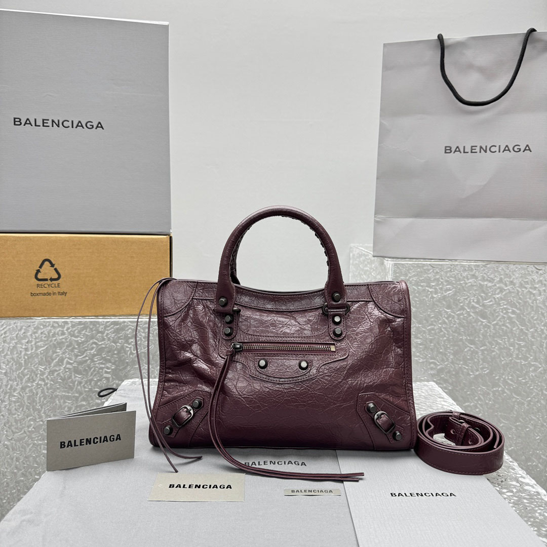 Balenciaga   Le City Bag Small In Dark Burgundy - FashionPlug