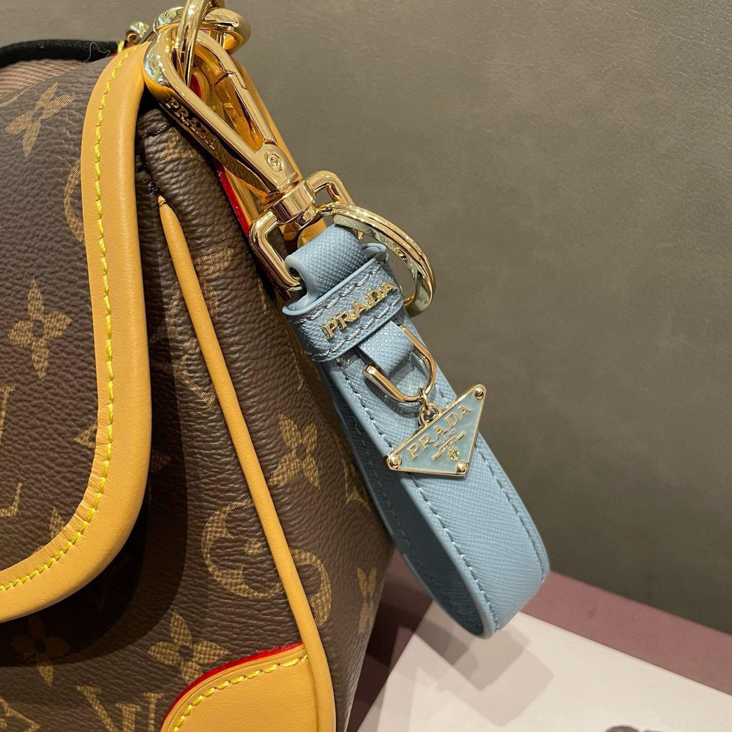 Prada Saffiano Leather Keychain - FashionPlug