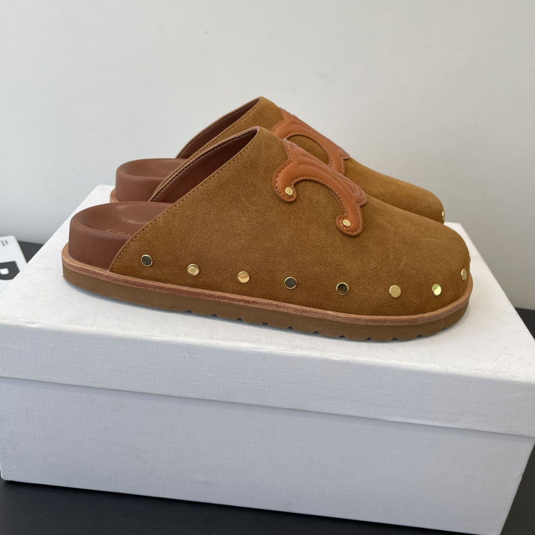 CELINE PITEA CLOG IN Suede Calfskin - FashionPlug