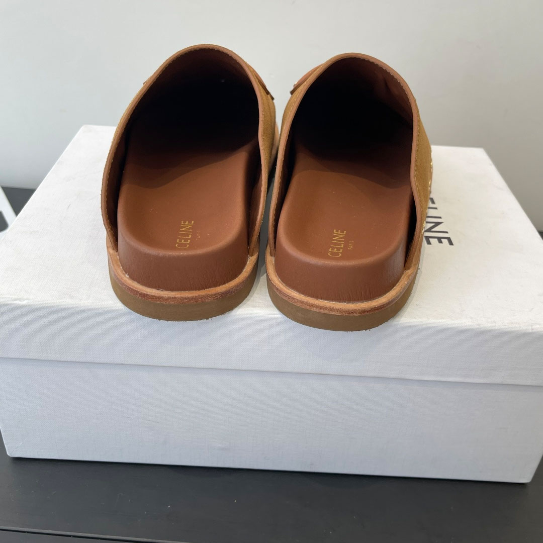 CELINE PITEA CLOG IN Suede Calfskin - FashionPlug
