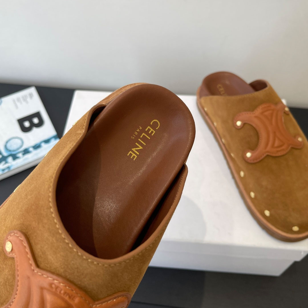 CELINE PITEA CLOG IN Suede Calfskin - FashionPlug