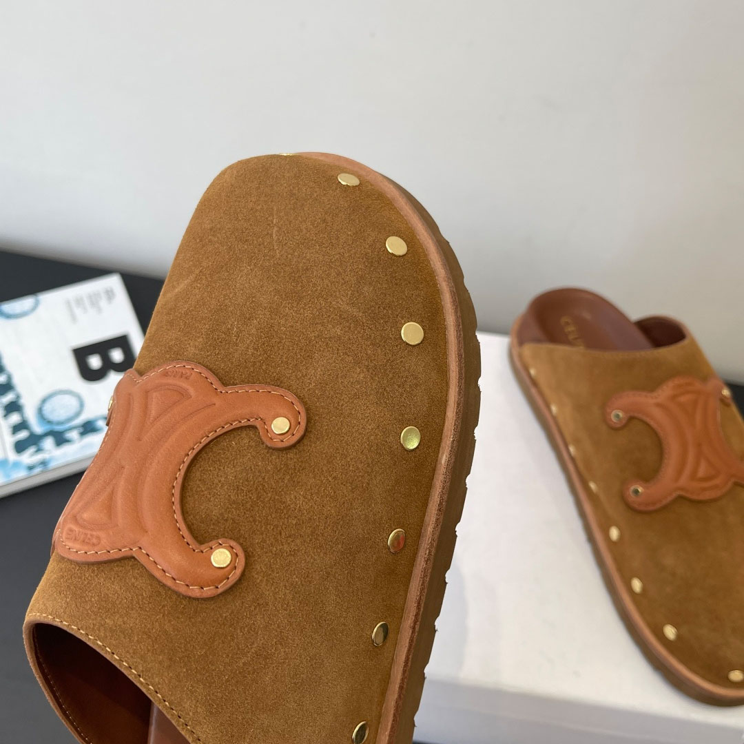 CELINE PITEA CLOG IN Suede Calfskin - FashionPlug