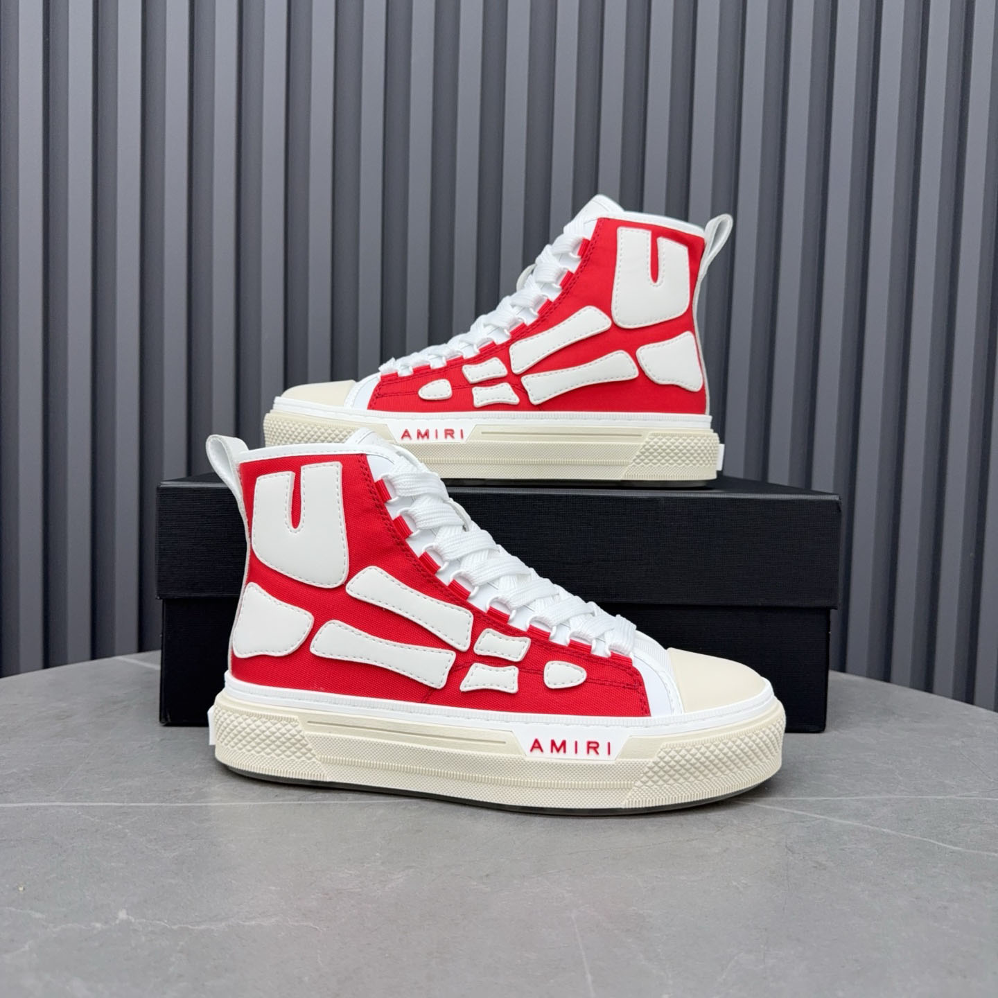 Amiri Skel Court Hi 'Varsity Red' - FashionPlug