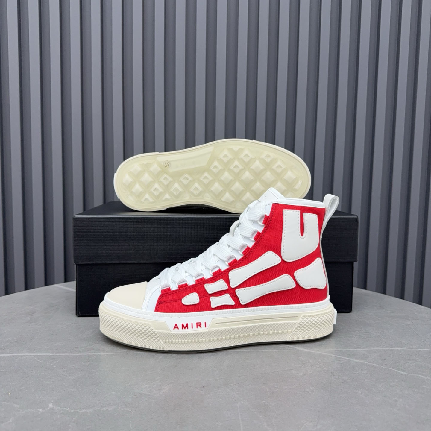 Amiri Skel Court Hi 'Varsity Red' - FashionPlug