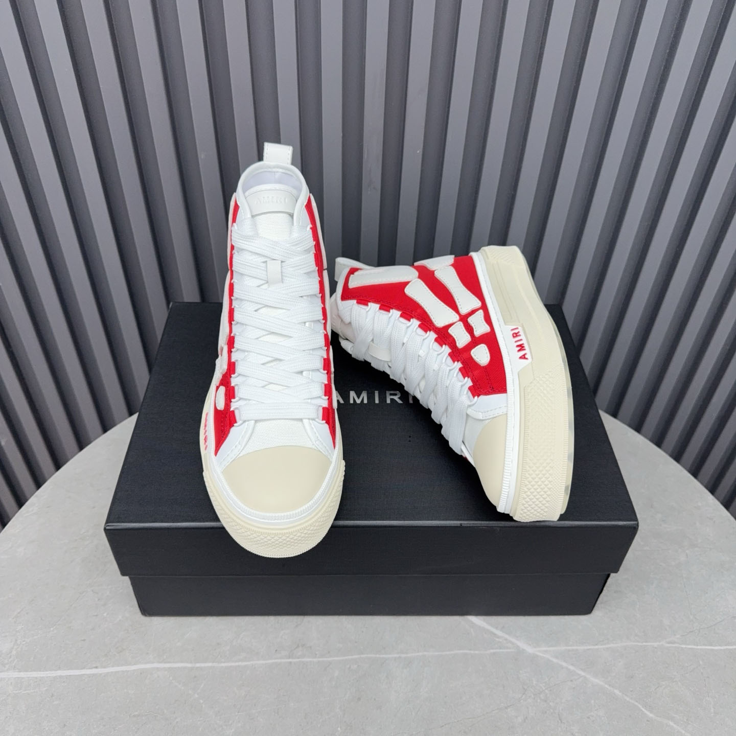 Amiri Skel Court Hi 'Varsity Red' - FashionPlug