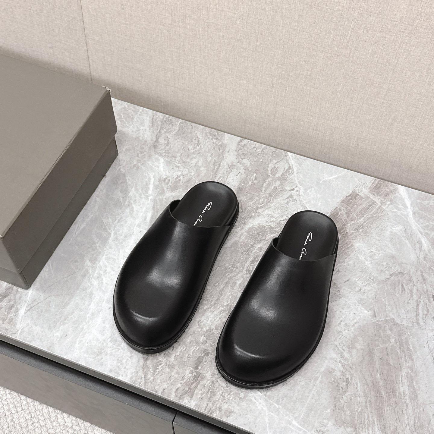 Rick Owens Porterville Granola Leather Mules - FashionPlug