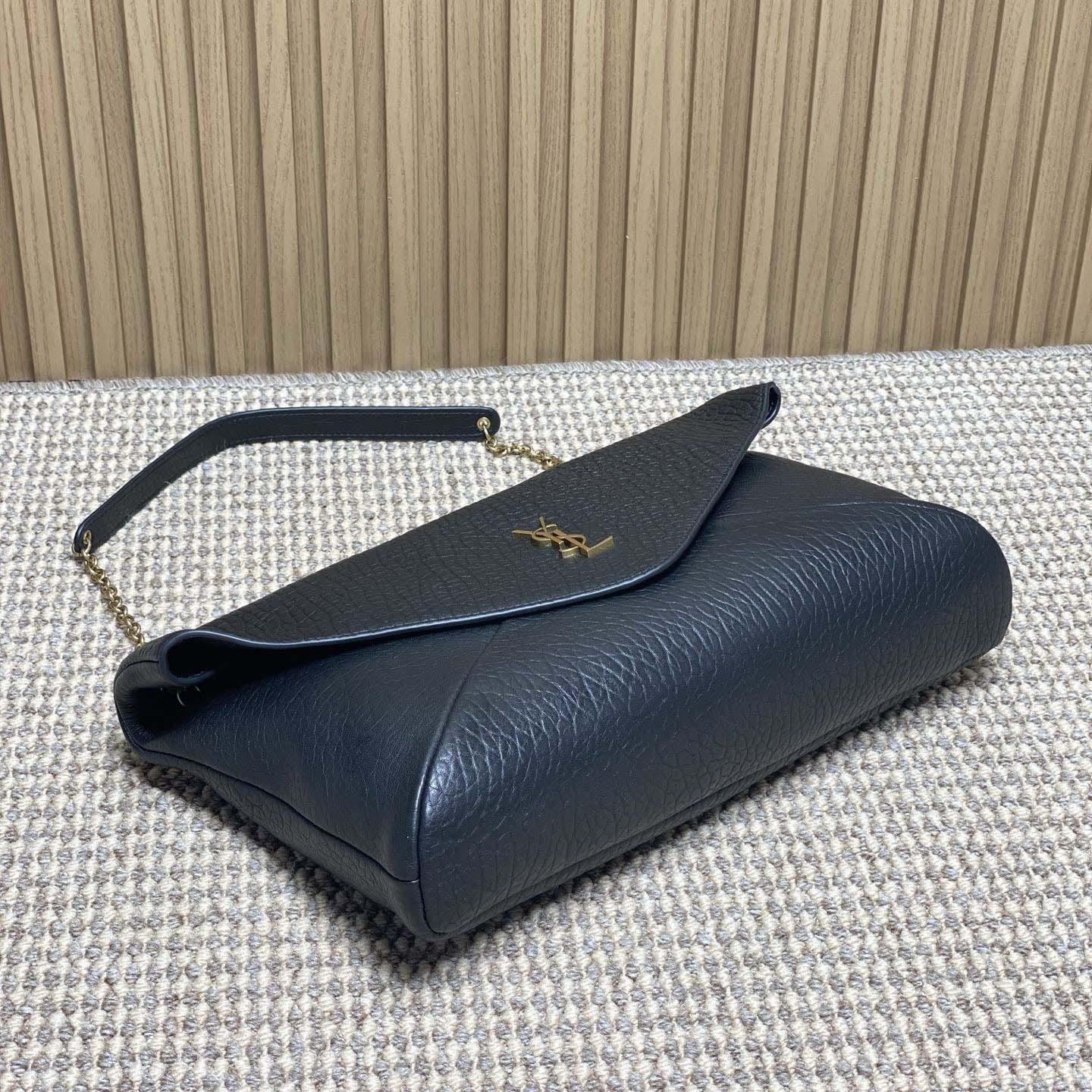 Saint Laurent Cassandre Large Pouch On Chain In Lambskin - FashionPlug