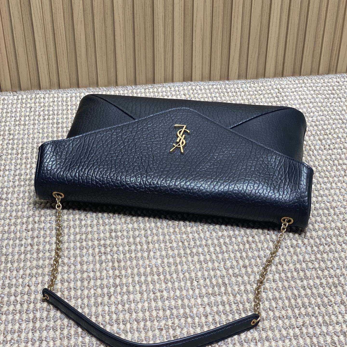 Saint Laurent Cassandre Large Pouch On Chain In Lambskin - FashionPlug