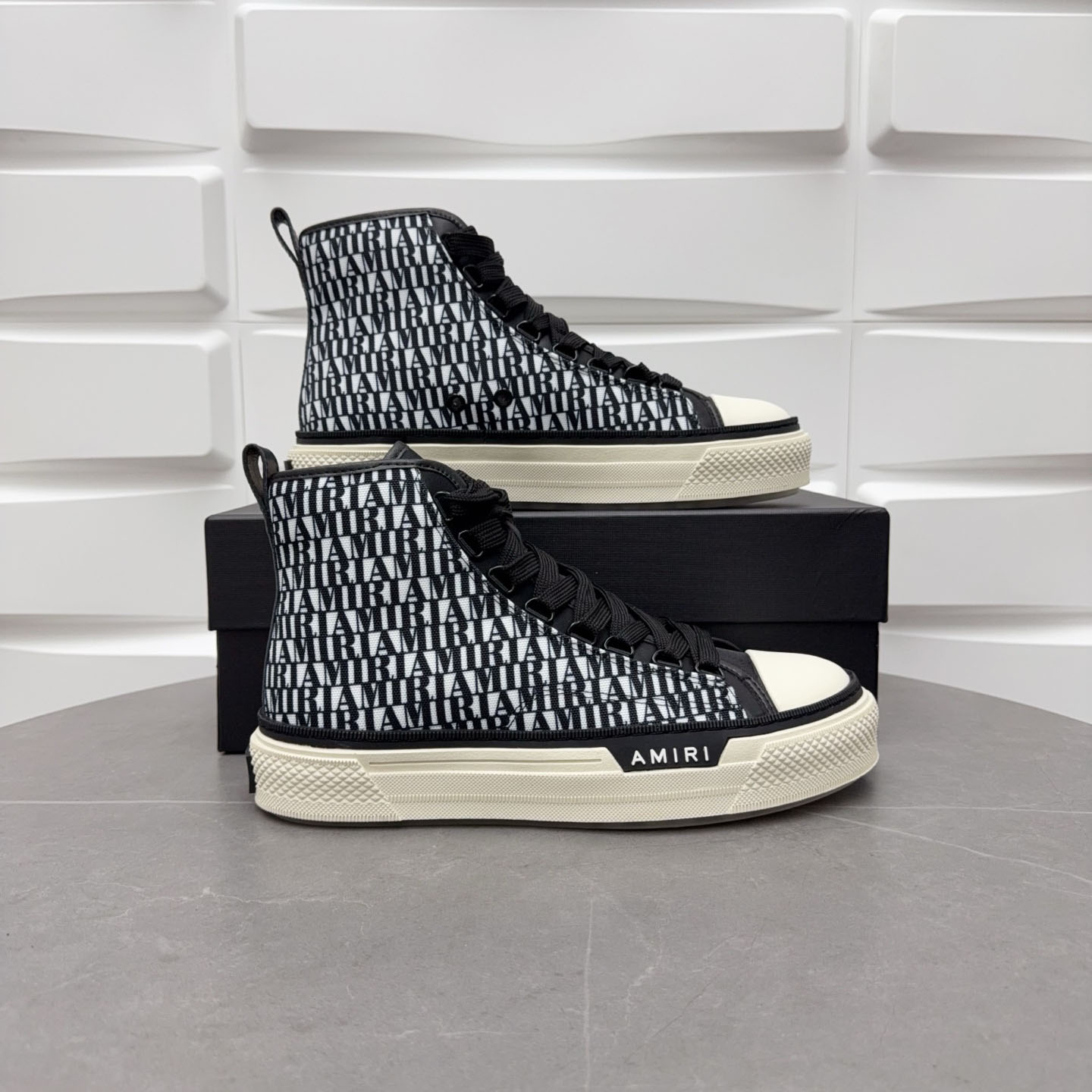 Amiri Court High 'Allover Logo - Black White' - FashionPlug