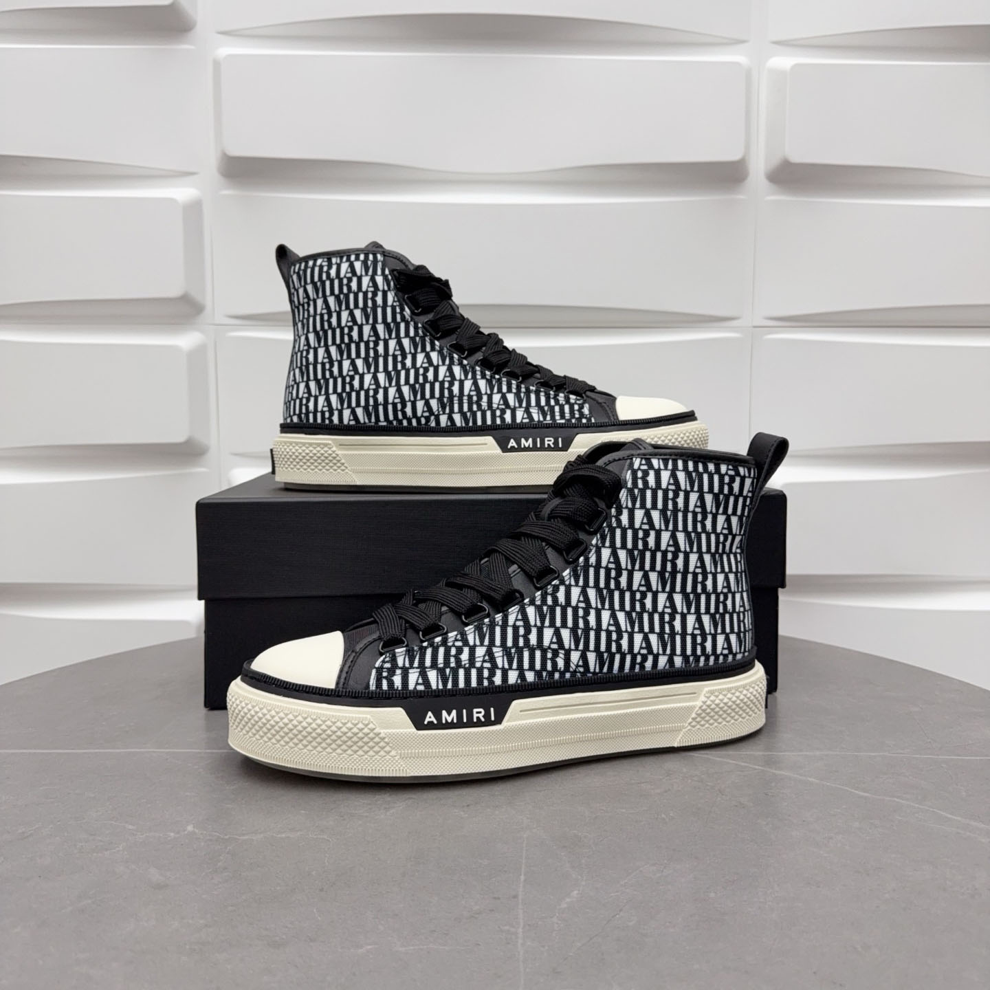 Amiri Court High 'Allover Logo - Black White' - FashionPlug
