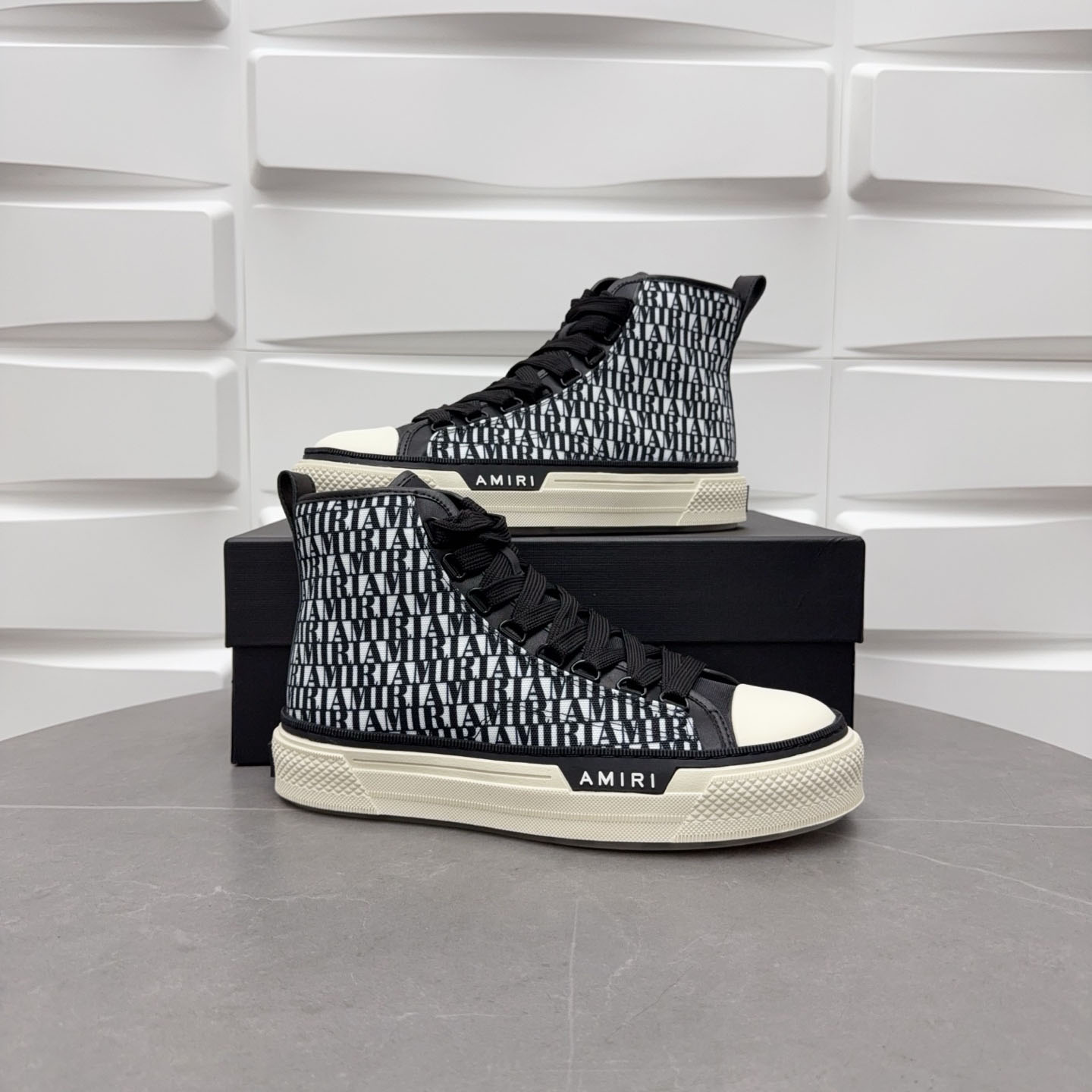 Amiri Court High 'Allover Logo - Black White' - FashionPlug