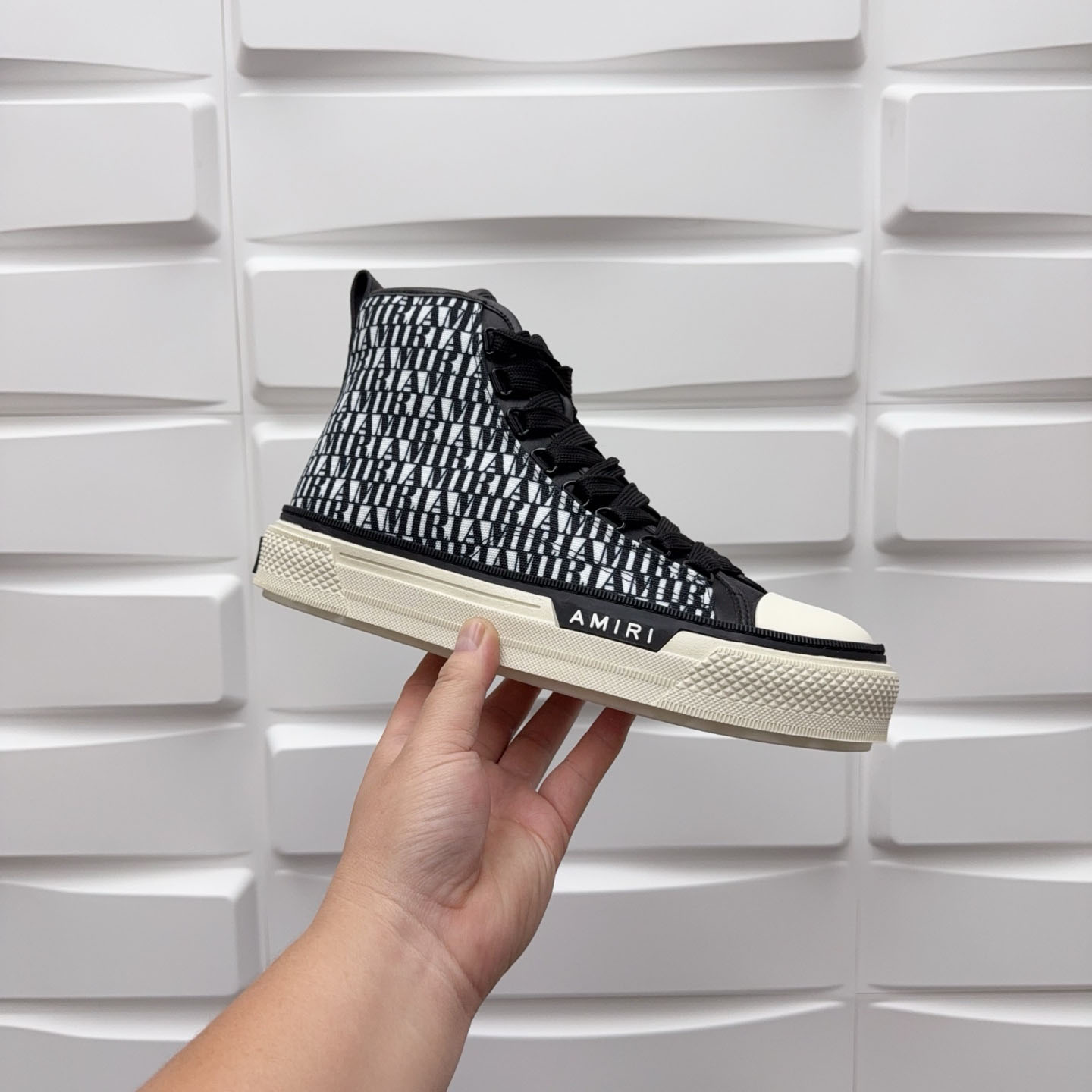 Amiri Court High 'Allover Logo - Black White' - FashionPlug