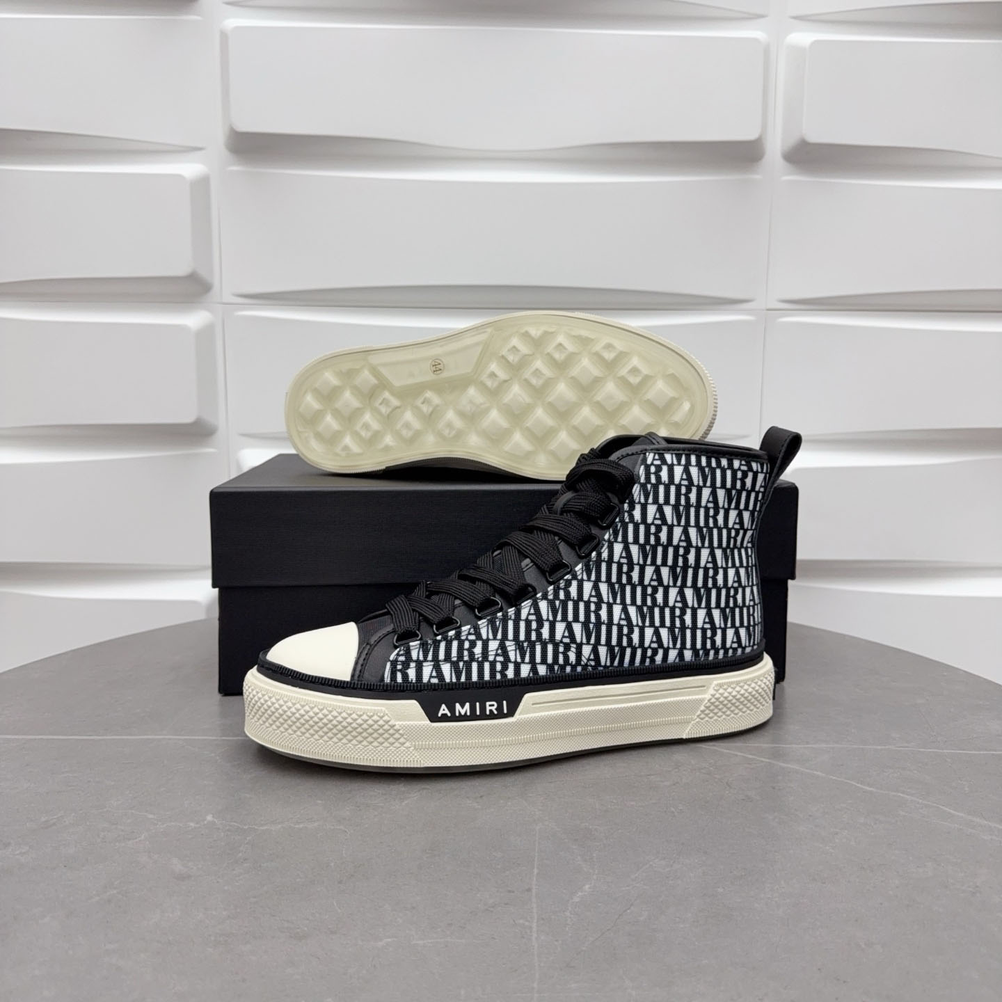 Amiri Court High 'Allover Logo - Black White' - FashionPlug