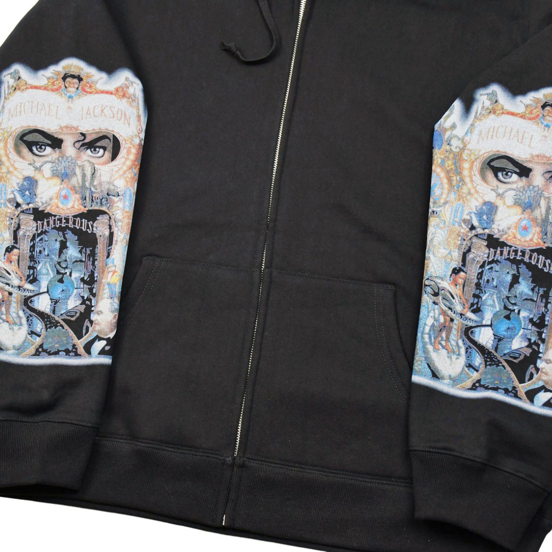 Supreme x Michael Jackson Graphic-Print Zip-Up Hoodie - Black - FashionPlug