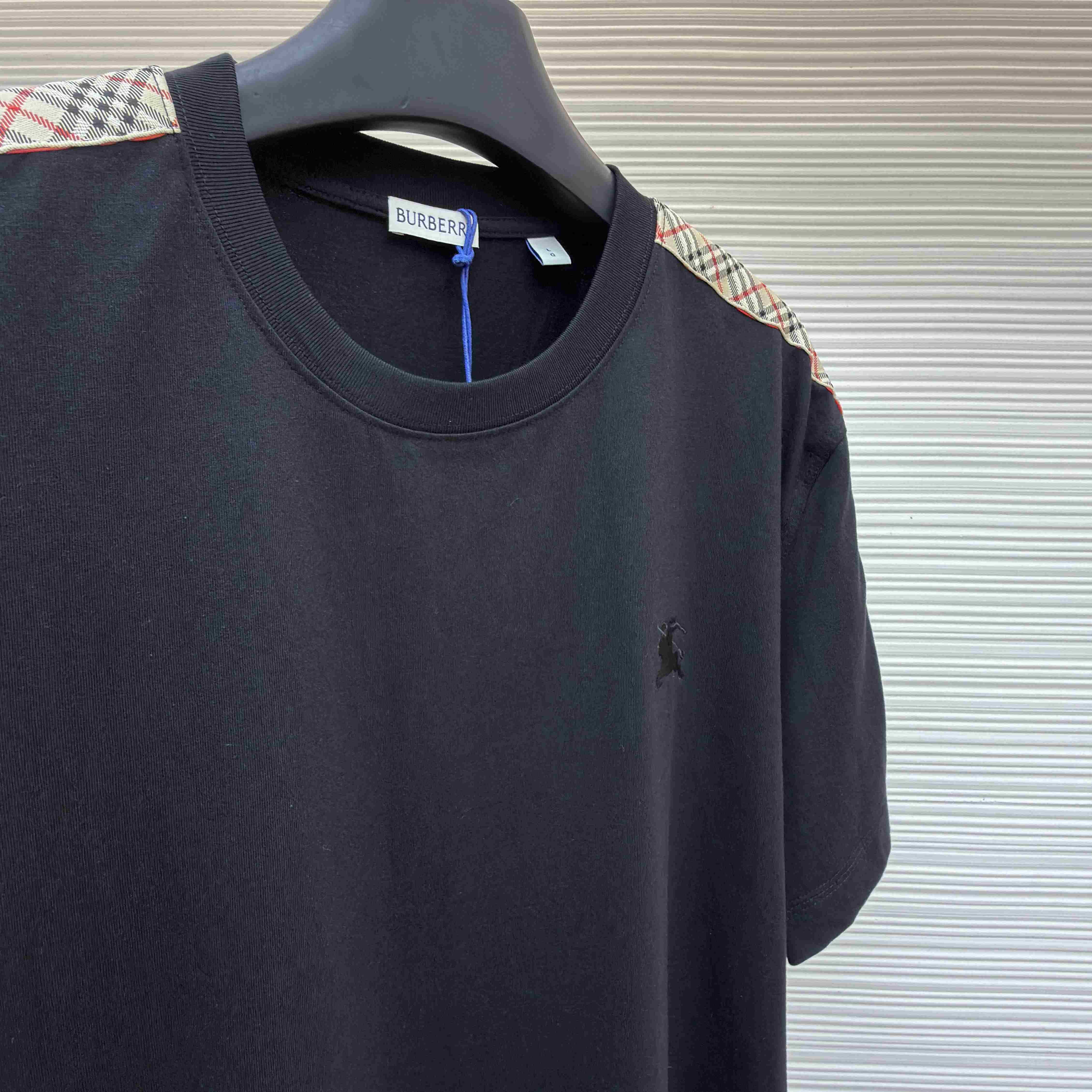 Burberry Check Trim Cotton T-shirt - FashionPlug