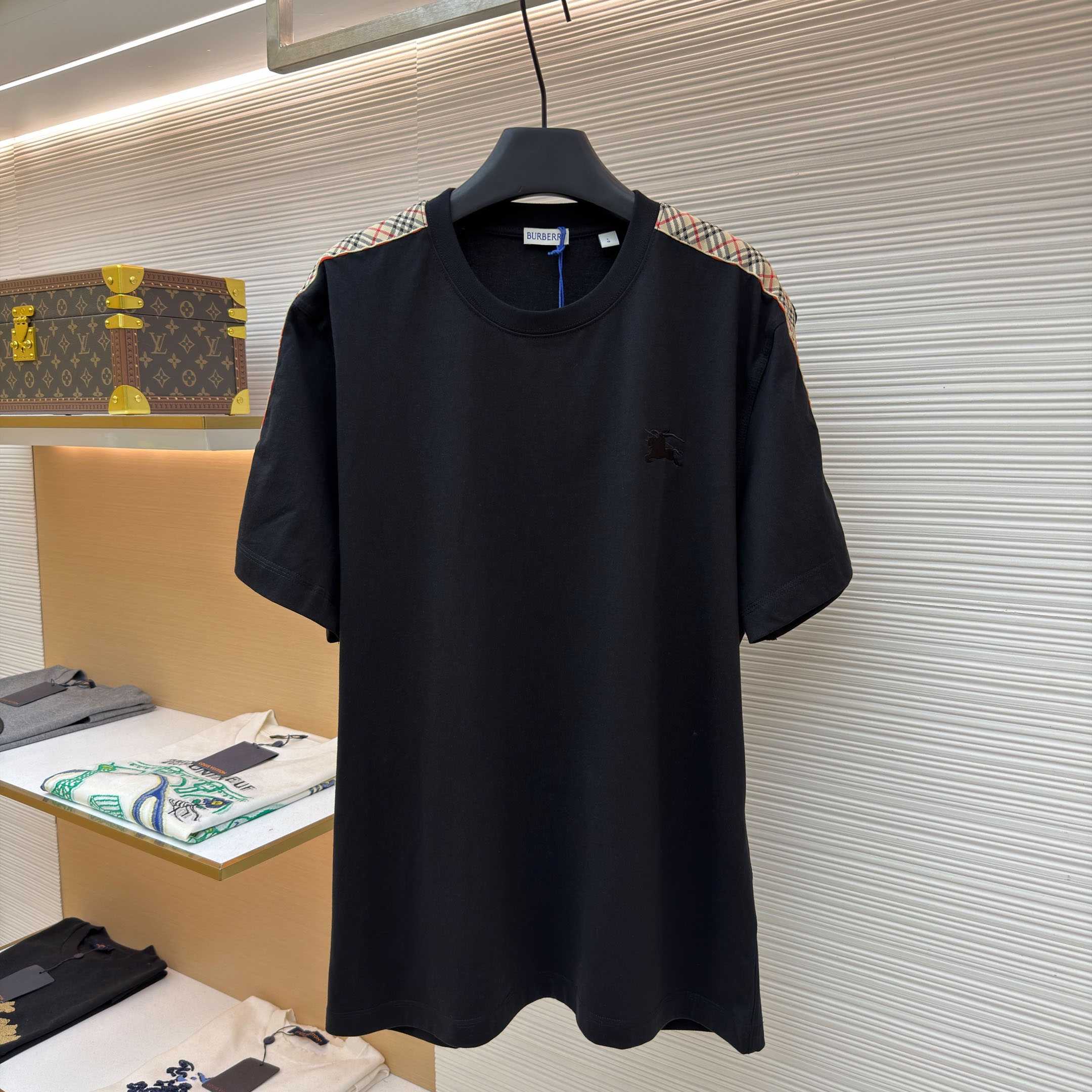Burberry Check Trim Cotton T-shirt - FashionPlug