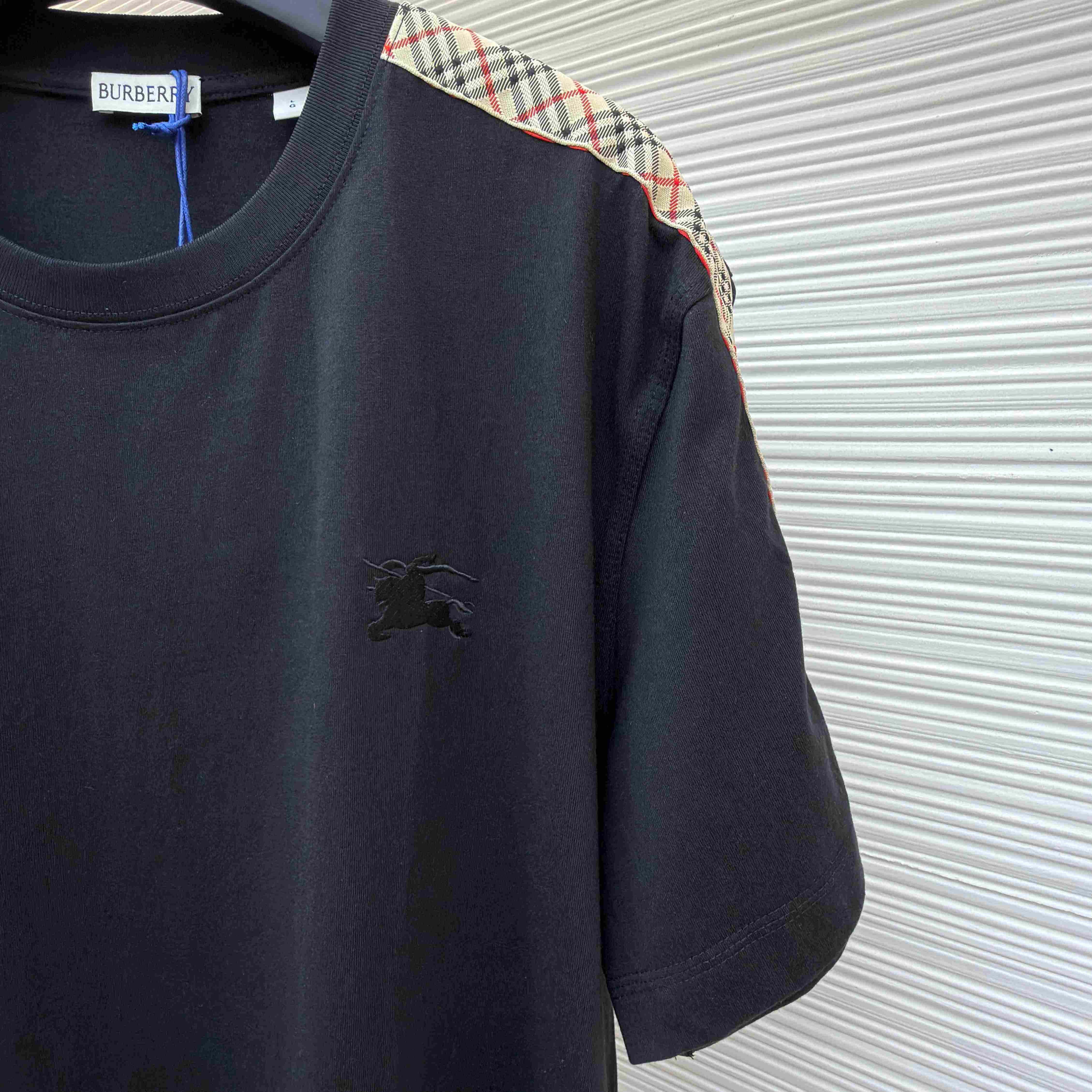 Burberry Check Trim Cotton T-shirt - FashionPlug