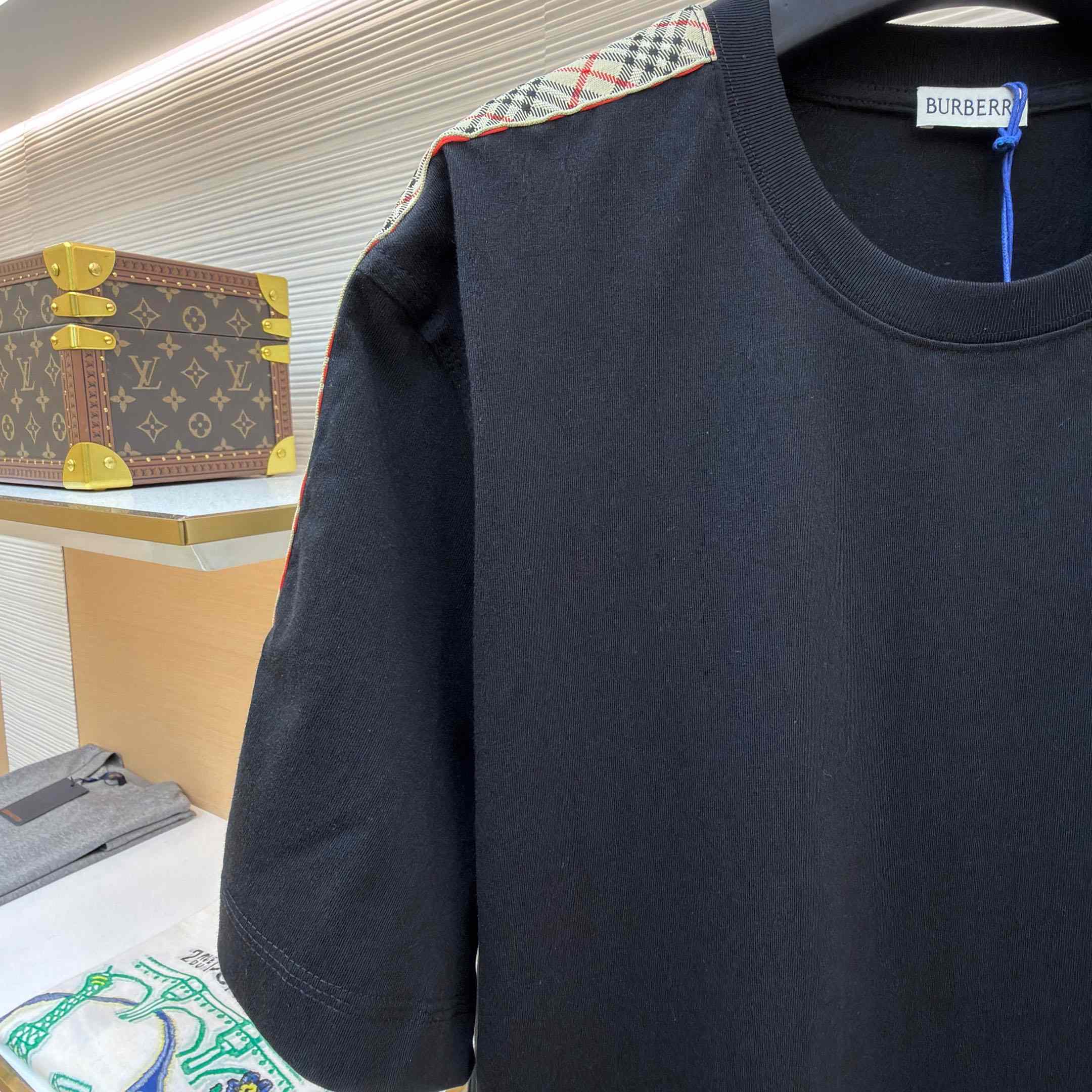 Burberry Check Trim Cotton T-shirt - FashionPlug