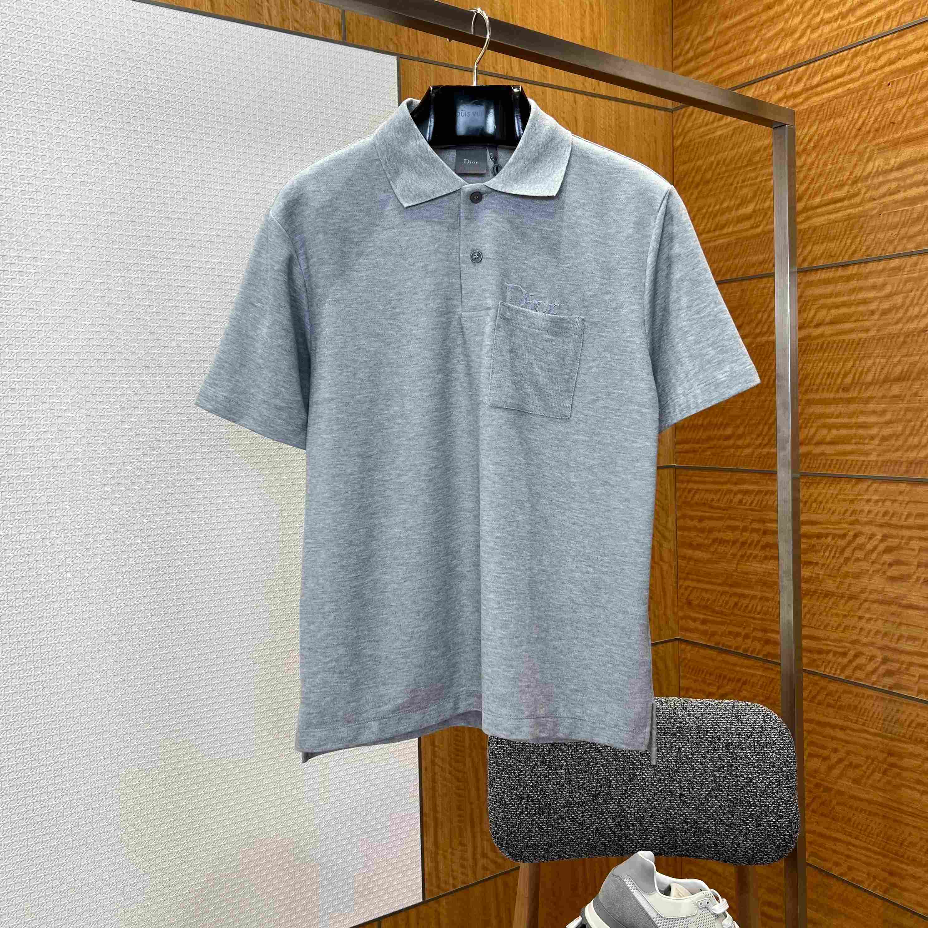 Dior Polo Shirt Gray Cotton Piqué - FashionPlug