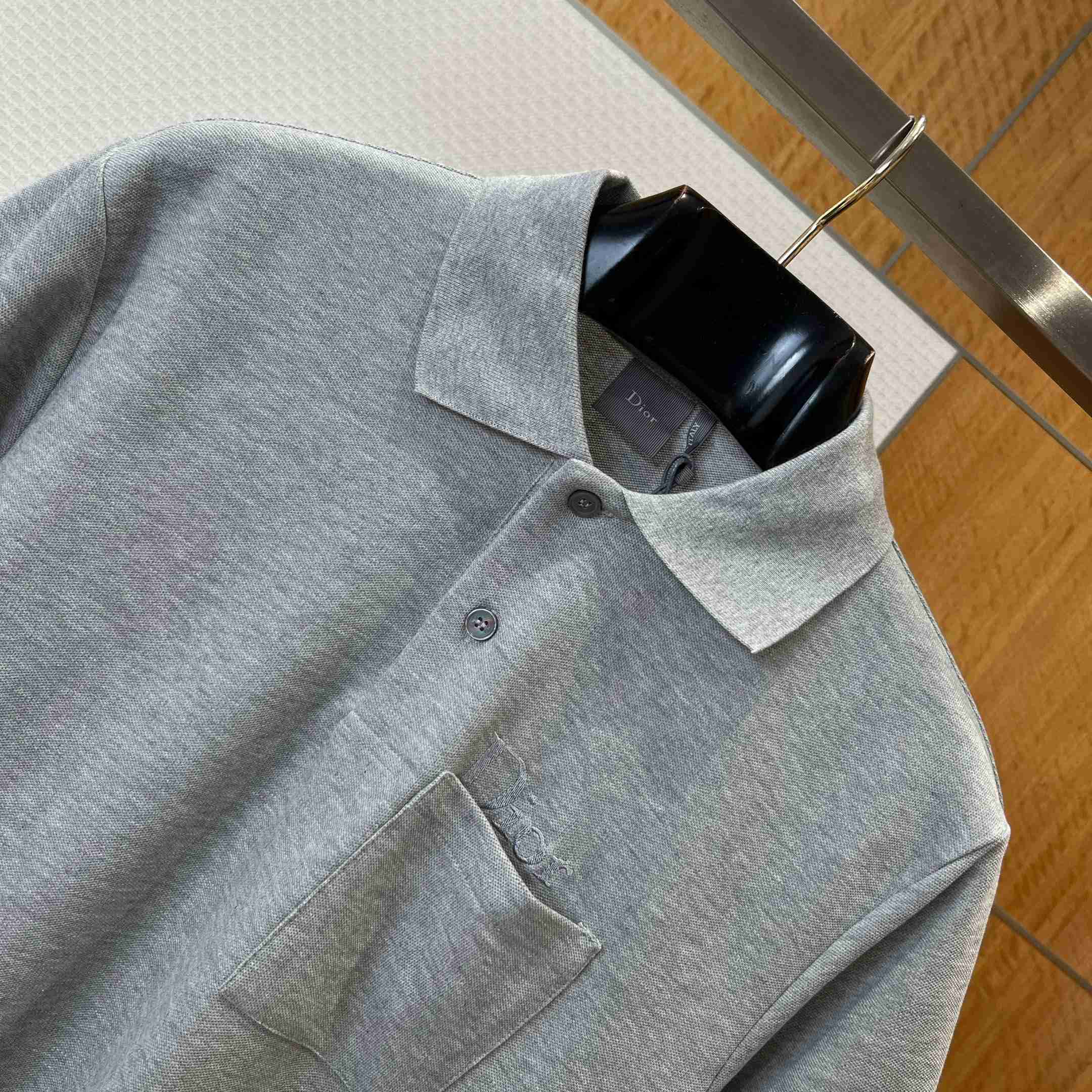 Dior Polo Shirt Gray Cotton Piqué - FashionPlug