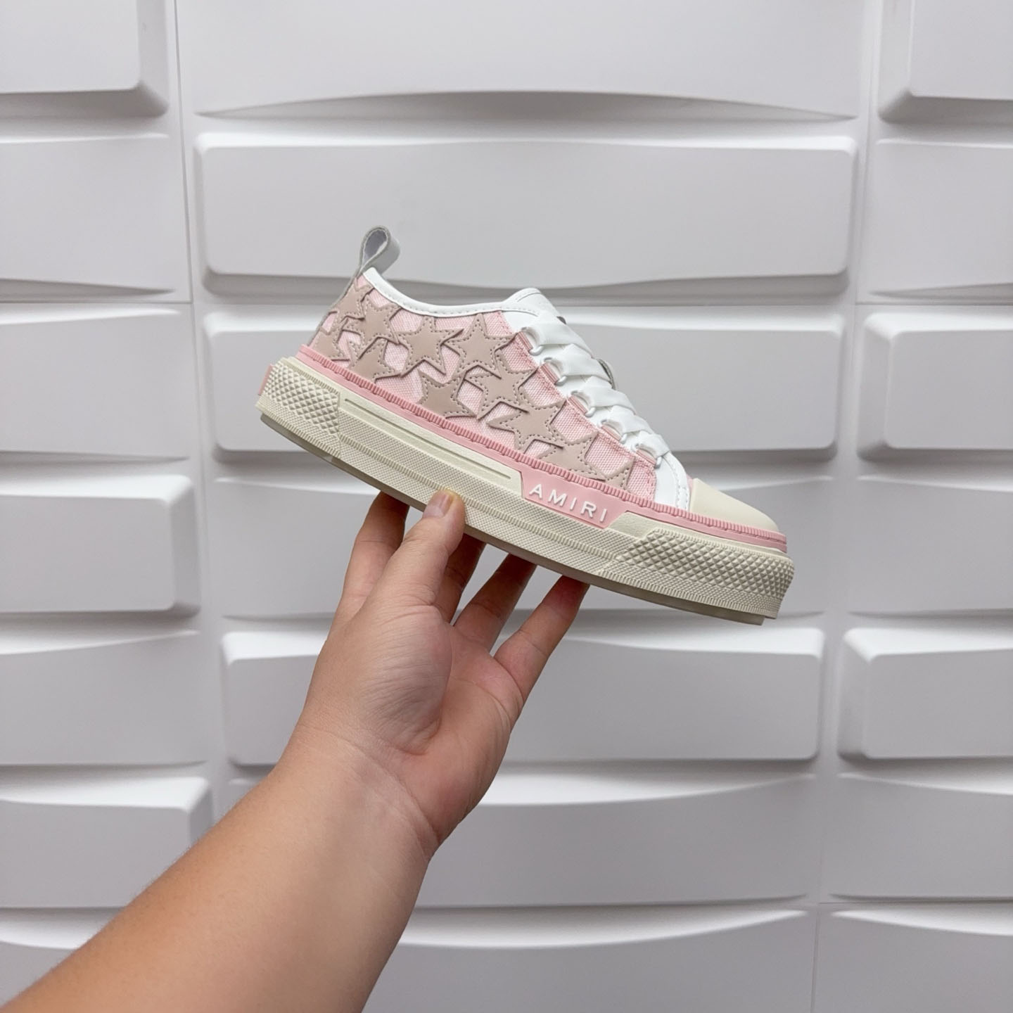 Amiri Stars Low-Top Canvas Platform Sneakers - FashionPlug